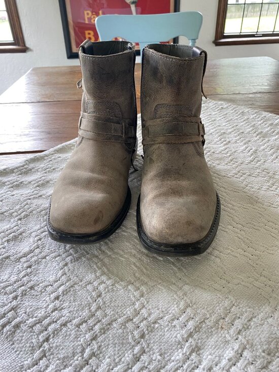 ROAN harness buckle side zip boots size 8.5 gray main image 7